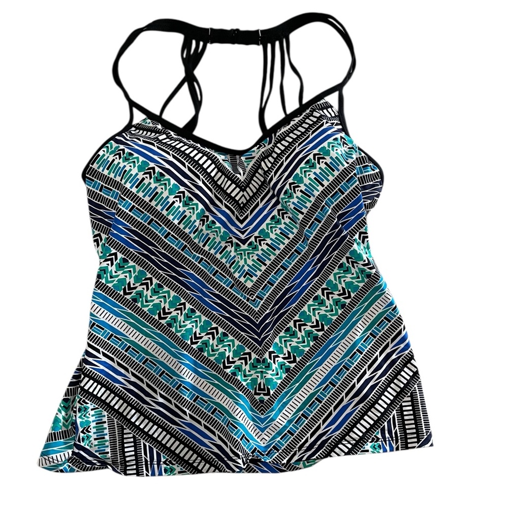 Jantzen print racer back tankini size SMALL boxFF